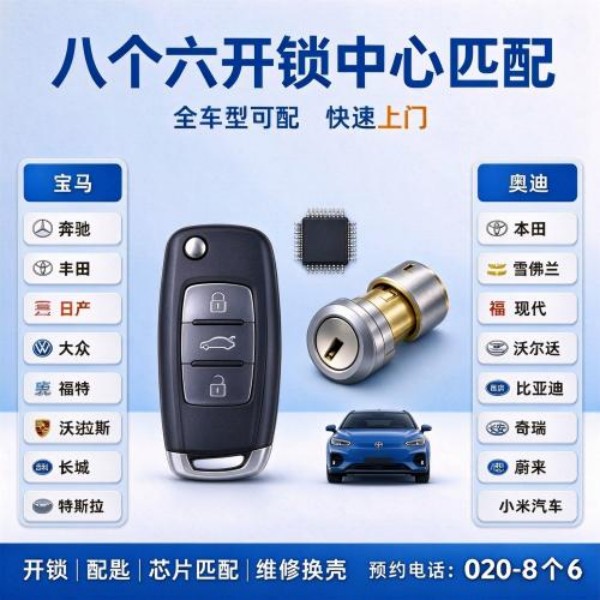 九佛开锁修锁换锁配汽车钥匙 - 020-66666666